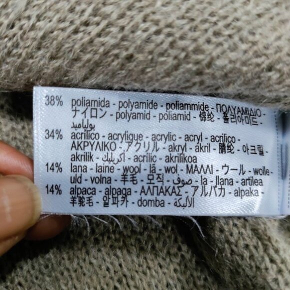 ZARA Wool Alpaca Blend Lightweight Base Layer Ruffled Hem Sweater Women's Small - Picture 7 of 10